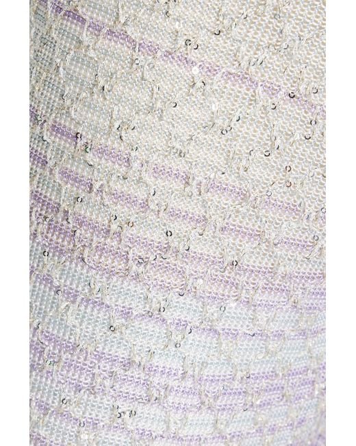 Missoni Purple Sequin-embellished Striped Crochet-knit Wide-leg Pants