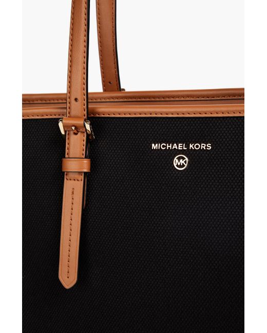 MICHAEL Michael Kors Black Aria Leather-trimmed Canvas Tote
