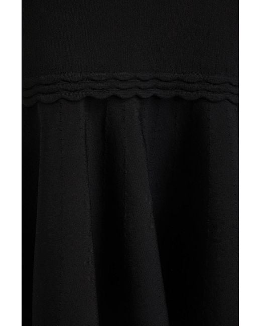 Victoria Beckham Black Fluted Pointelle-knit Midi Skirt
