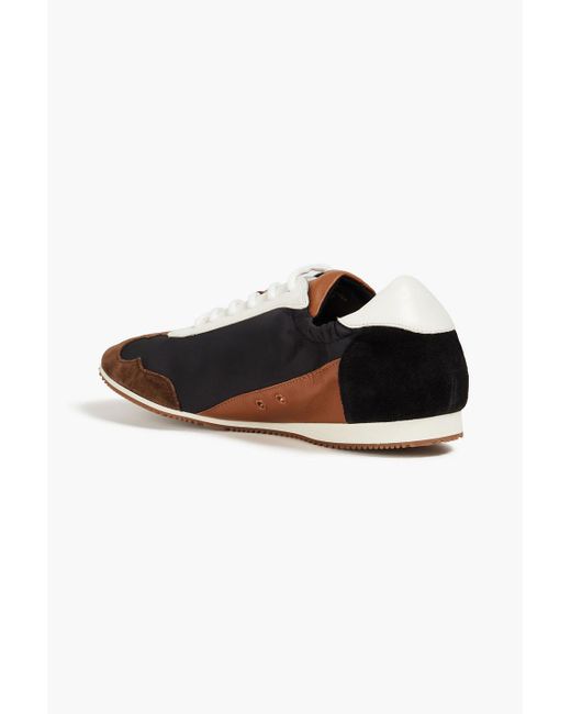 Tory Burch Black Tory Suede, Shell And Textured-leather Sneakers