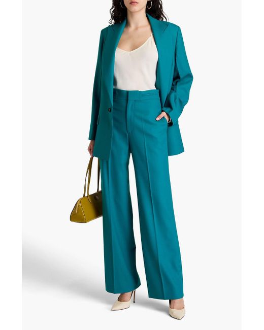 Victoria Beckham Blue Twill Straight-Leg Pants