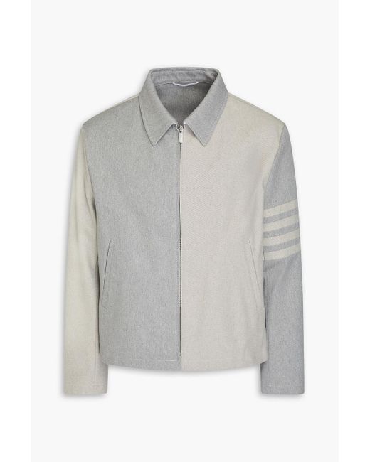 Thom Browne Gray Striped Two-Tone Denim Jacket for men