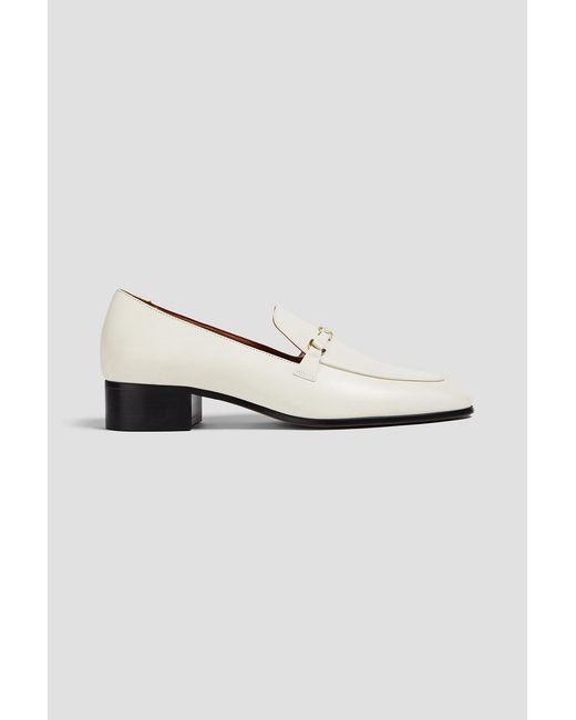 Maje White Embellished Leather Loafers