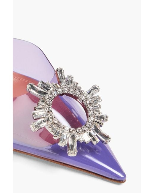 AMINA MUADDI Pink Begum Crystal-Embellished Pvc Slingback Pumps