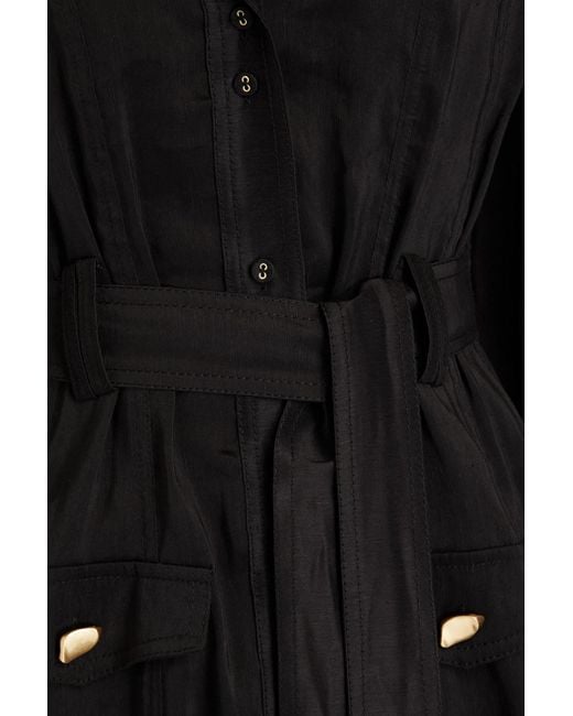 Aje. Black Sophie hemdkleid in midilänge aus einer leinen-seidenmischung