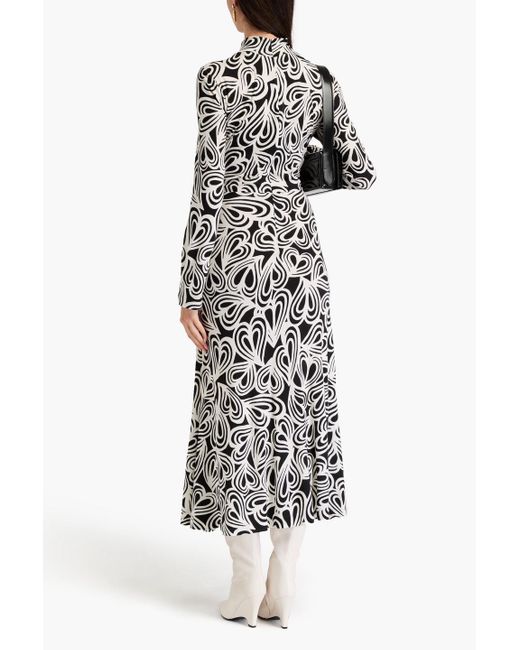 Diane von Furstenberg White Marquise Printed Jersey Midi Dress