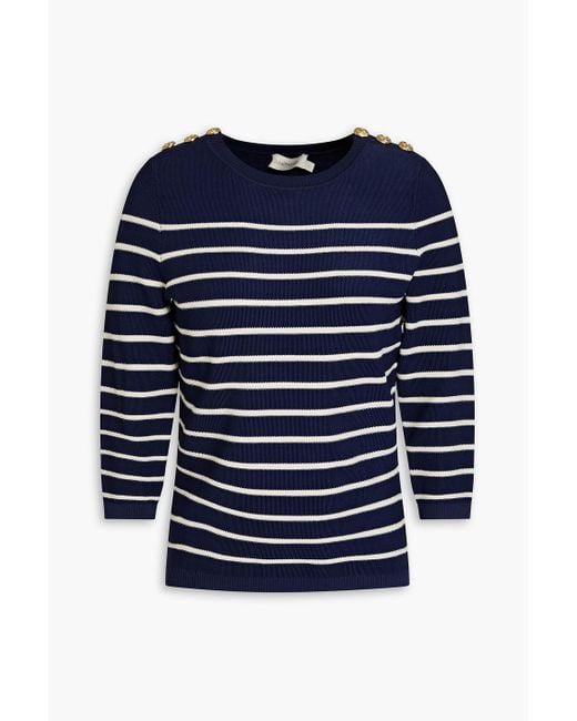 Zimmermann Blue Button-embellished Striped Knitted Sweater
