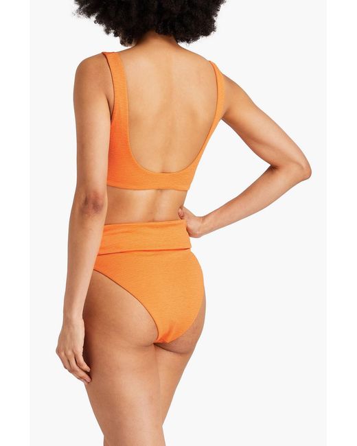 Mara Hoffman Orange Lira geripptes bikini-oberteil