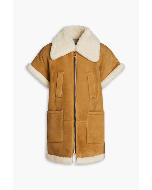 Sandro Brown Wood oversized-weste aus shearling