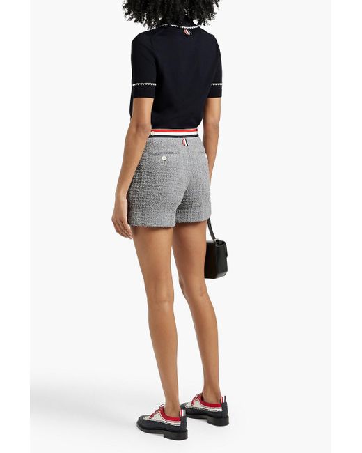 Thom Browne Gray Frayed Cotton-Blend Tweed Shorts