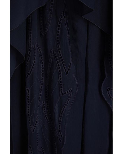 Alberta Ferretti Blue Convertible Cape-effect Crepon Gown