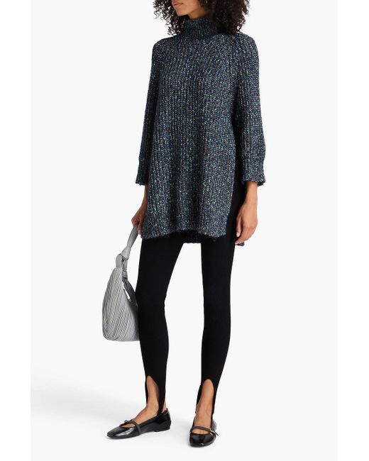 Autumn Cashmere Blue Melierter rollkragenpullover aus einer baumwollmischung