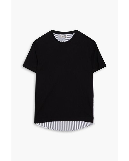 McQueen Black Printed Poplin-paneled Cotton-jersey T-shirt for men