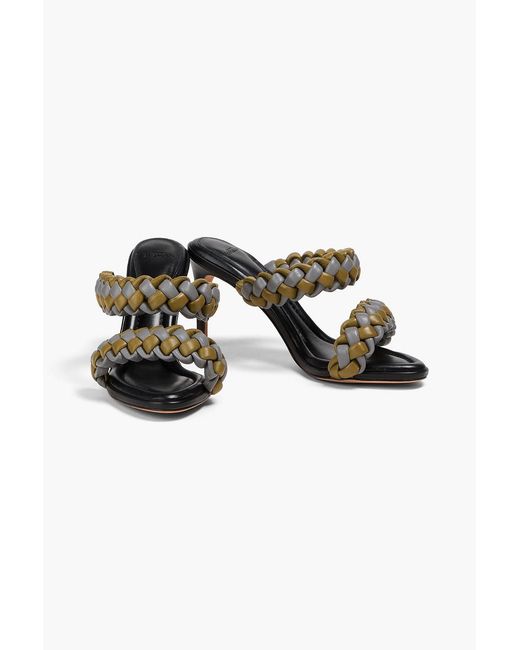 Alexandre Birman Gray Francis 85 Braided Leather Mules