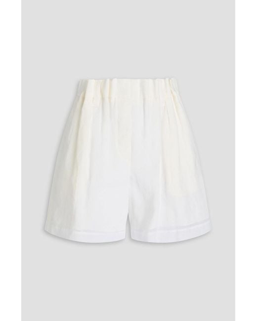 Brunello Cucinelli White Pleated Cotton-organdie Shorts