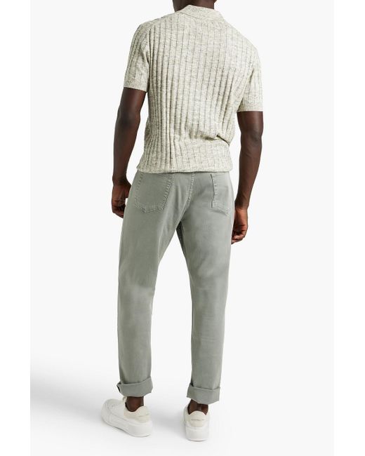 Frescobol Carioca White Rino Slim-fit Ribbed Cotton-blend Polo Shirt for men