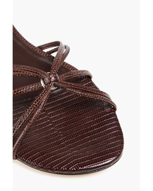 Le Monde Beryl White Snake-Effect Leather Sandals