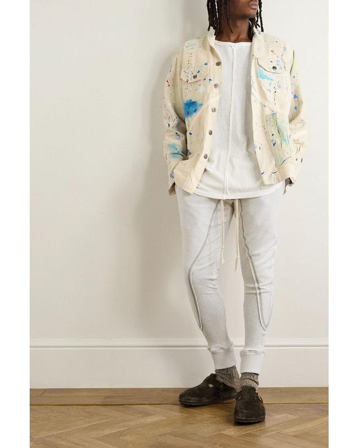 Greg Lauren White Slim-Fit Paneled Cotton-Jersey Sweatpants for men