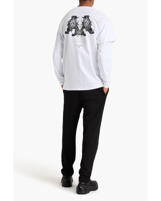 Acronym White Layered Printed Cotton-jersey T-shirt for men