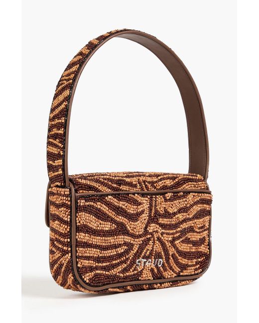 Staud Brown Schultertasche "tommy" mit zierperlen