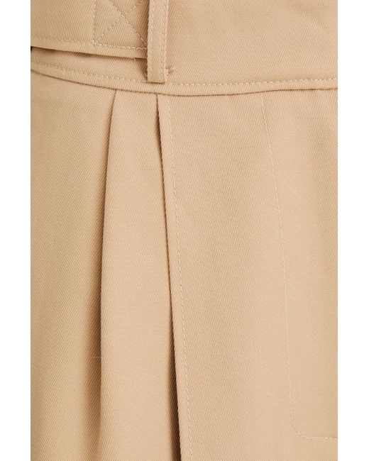 Rejina Pyo Natural Carter Belted Wool-blend Twill Wide-leg Pants