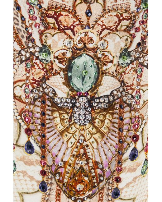 Camilla Natural Crystal-embellished Printed Silk Crepe De Chine Kaftan