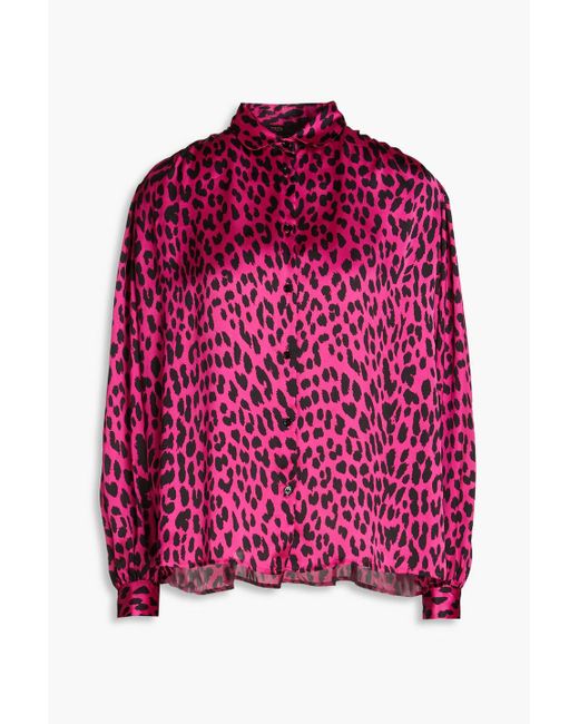 Maje Red Cinela Leopard-print Satin Shirt
