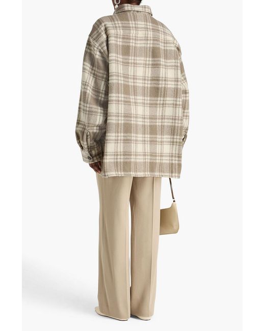 AMI Natural Checked Wool-Felt Shirt Jacket