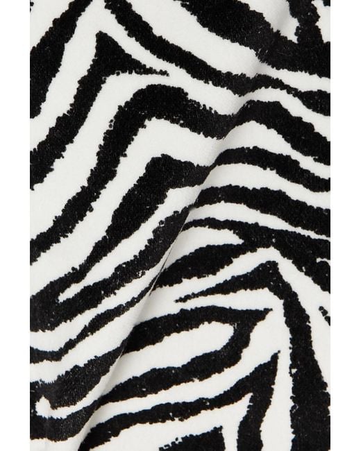 Alessandra Rich Black Belted Zebra-print Cotton-velvet Mini Skirt
