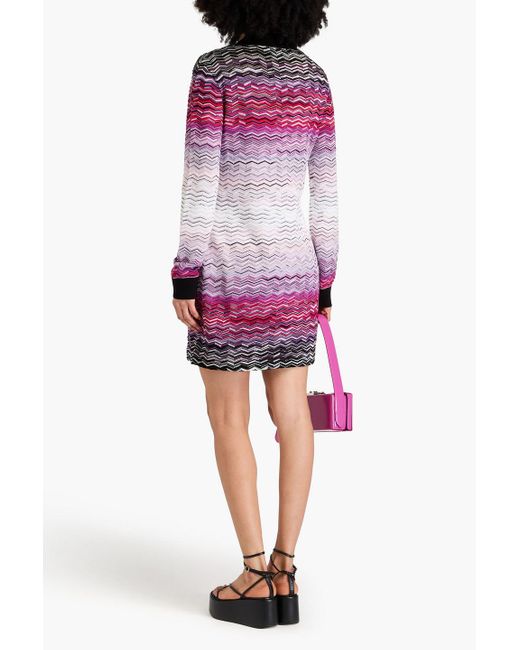 Missoni Purple Cotton-blend Crochet-knit Mini Dress