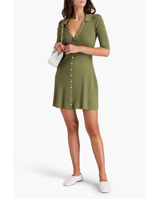 Maje Ribbed-knit Mini Dress in Green | Lyst UK