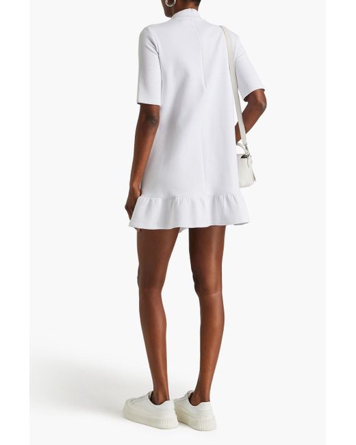 Emporio Armani White Embroidered Cotton-blend Jersey Mini Dress