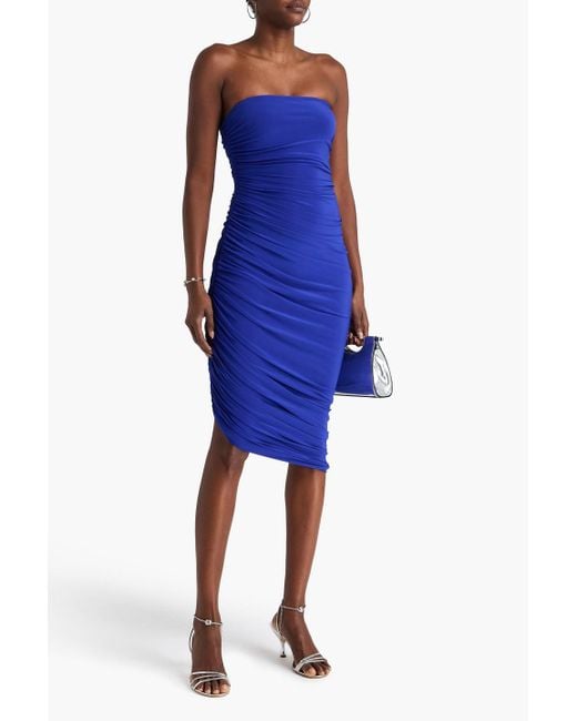 norma kamali diana strapless ruched stretch jersey midi dress Norma Kamali Diana Strapless Ruched Stretch Jersey Midi Dress - Green