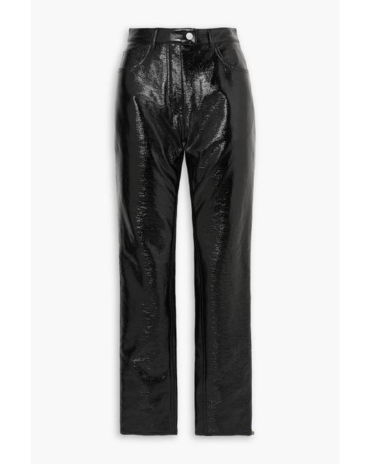 Courreges Black Hose mit schmalem bein aus einer beschichteten baumwollmischung