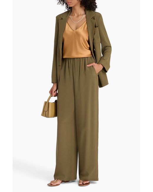 Max Mara Green Zigano Silk Crepe De Chine Wide-leg Pants