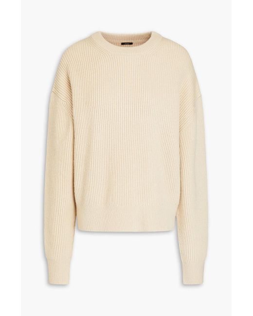 Joseph Natural Ribbed Cotton, Wool And Cashmere-blend Sweater