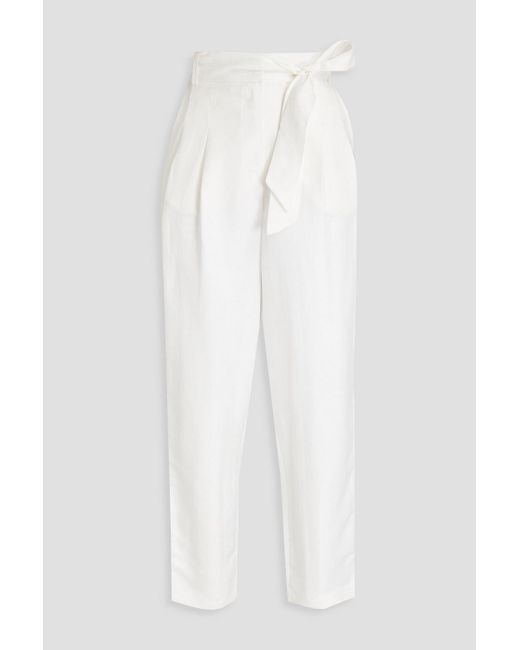 Piece of White White Michelle Pleated Linen-blend Tapered Pants