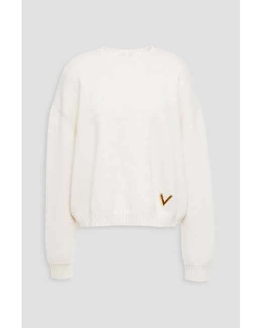 Valentino Garavani Natural Embellished Cashmere Sweater