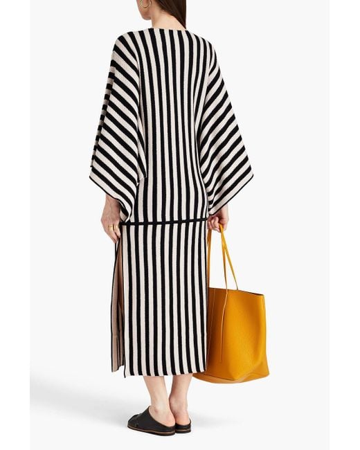By Malene Birger White Gerta Striped Wool-blend Midi Dress