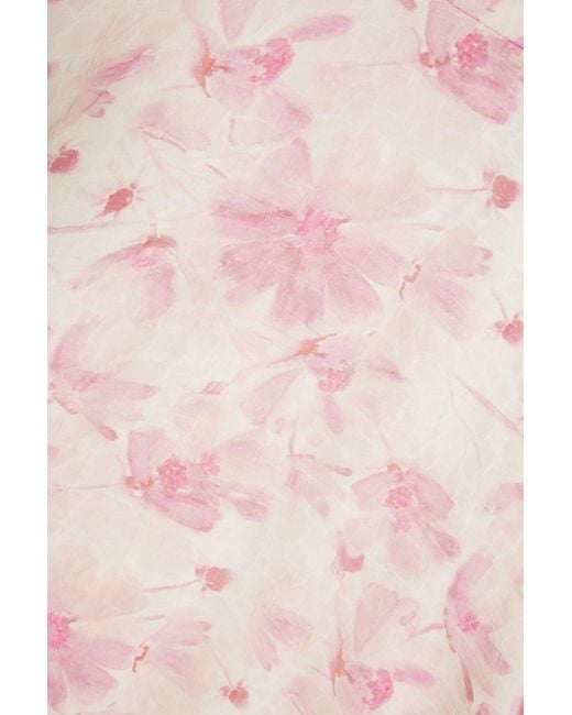 Mikael Aghal Pink Midikleid aus chiffon mit floralem print