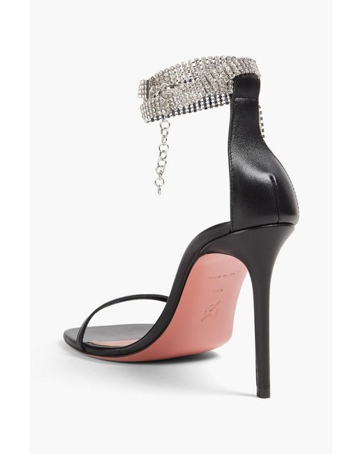 AMINA MUADDI White Giorgia Crystal-Embellished Leather Sandals
