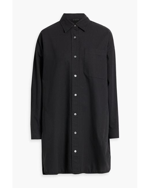 ATM Black Cotton-ripstop Mini Shirt Dress