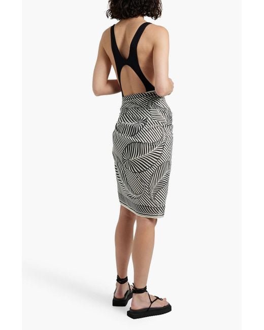 Totême  Gray Printed Cotton And Silk-Blend Voile Pareo