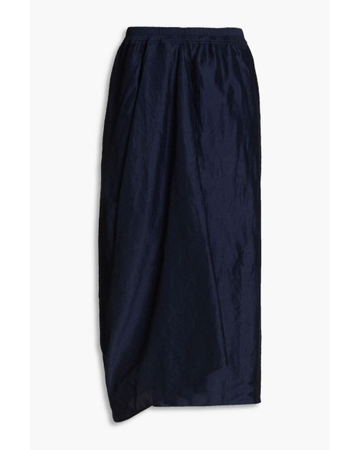 Gentry Portofino Blue Ramie And Cotton-blend Midi Skirt