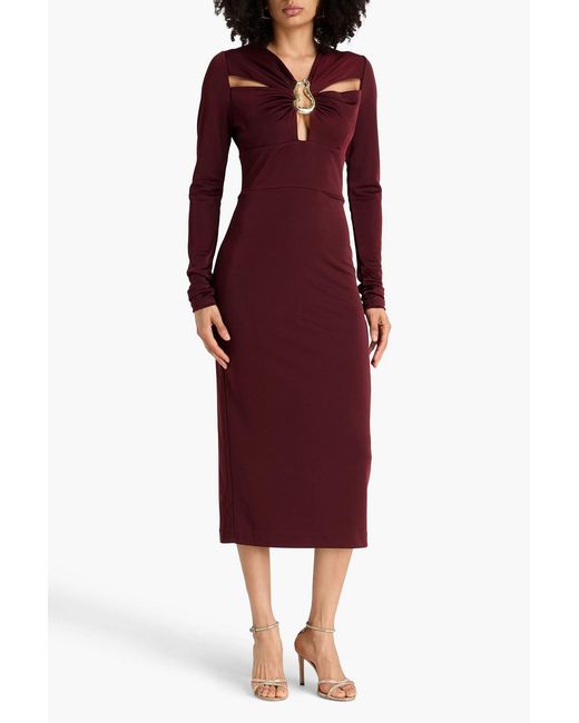 Rebecca Vallance Purple Mischa Embellished Stretch-jersey Midi Dress
