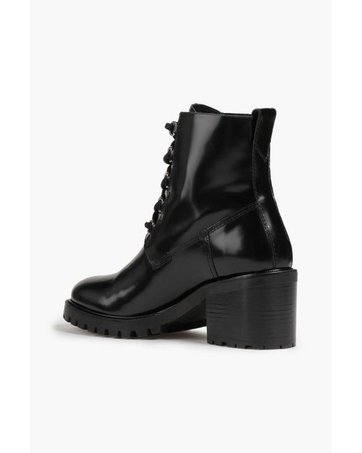 Maje Black Glossed-leather Combat Boots
