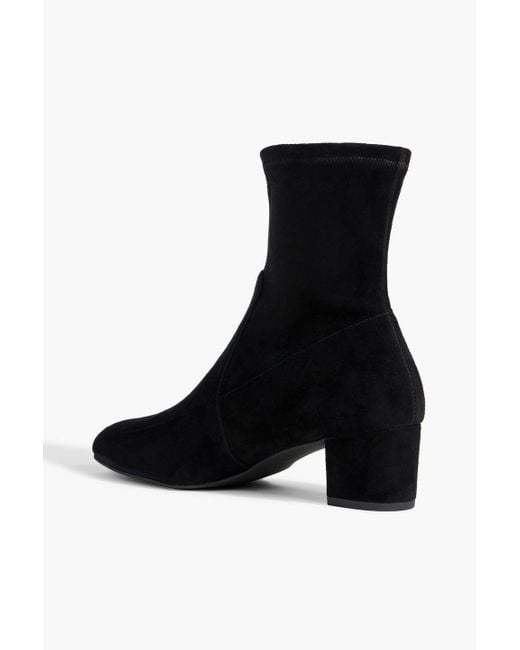 Stuart Weitzman Black Sofia 50 Stretch-Suede Sock Boots