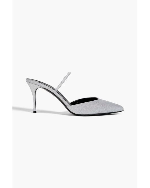 Sergio Rossi Metallic Glittered Woven Mules