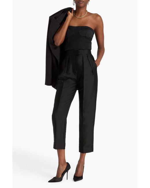 Zimmermann Black Wool And Silk-blend Tapered Pants