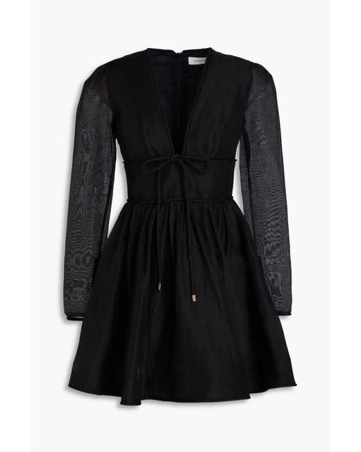 zimmermann silk wrap mini dress black Long Sleeve Silk Wrap Minidress (Women)